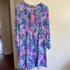 Lilly Pulitzer Pink and Blue Floral Midi Dress